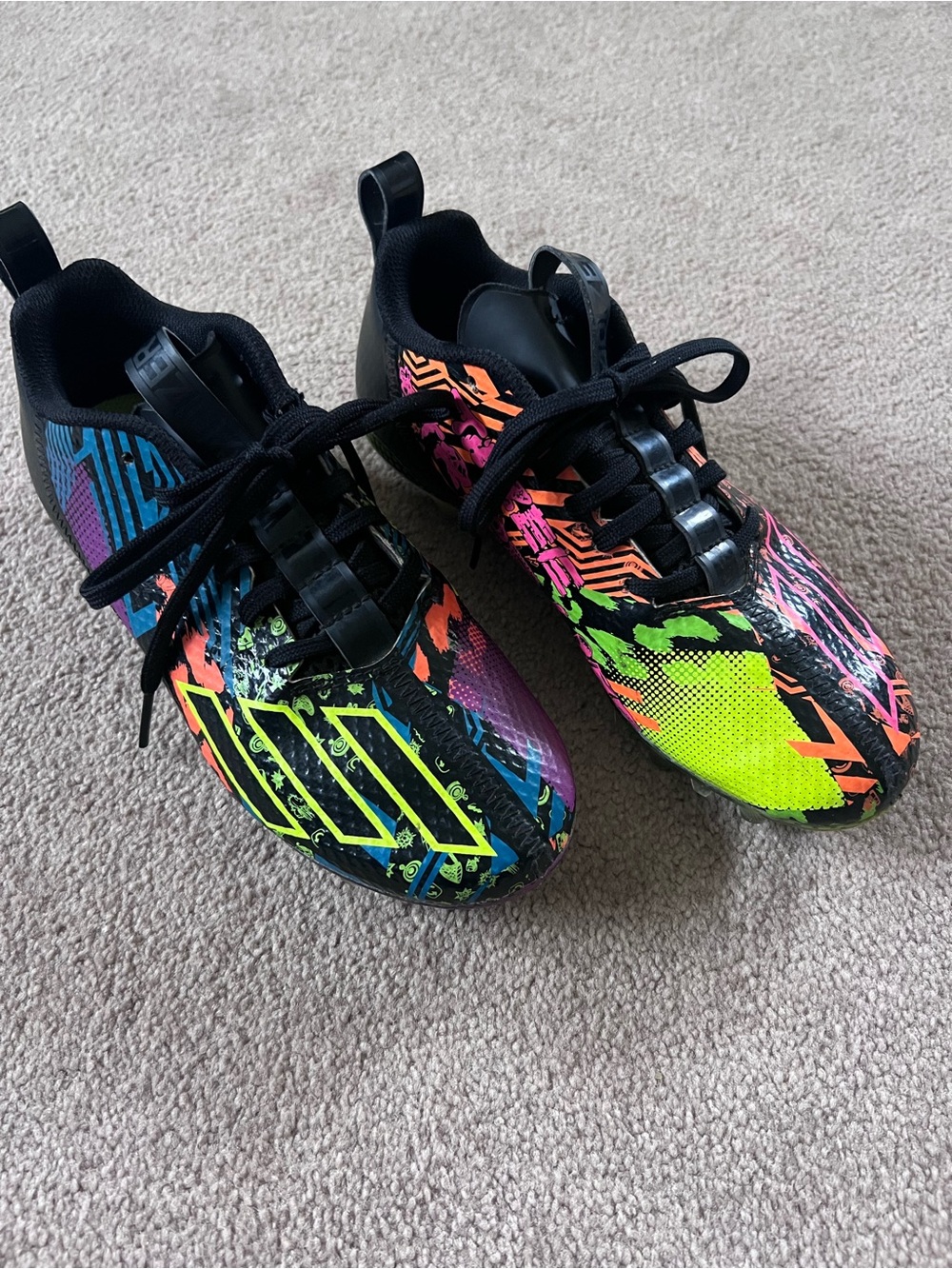 Kids Neon Multicolor soccer cleats  - Black with Neon Accents